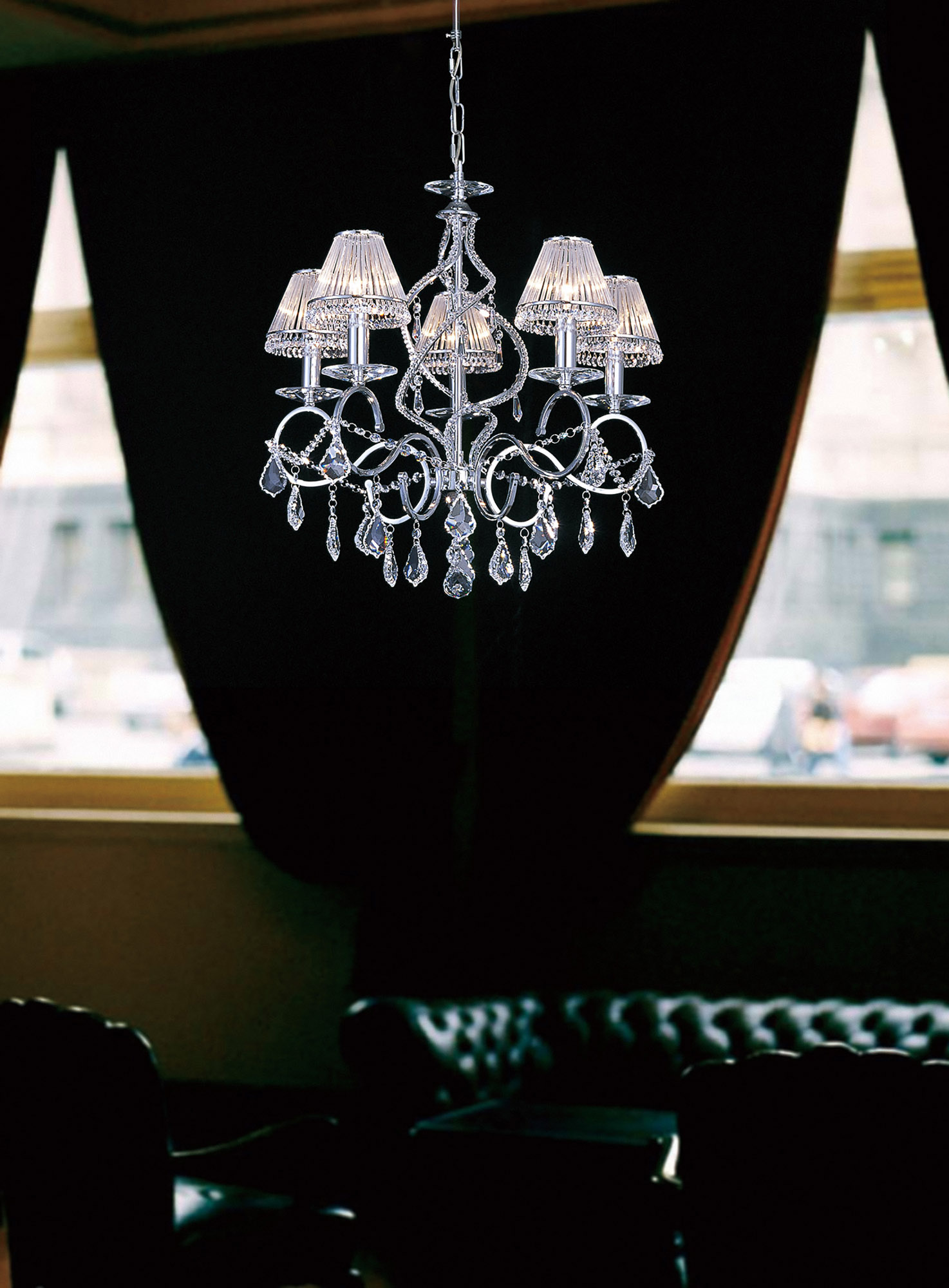 Torino Polished Chrome Crystal Ceiling Lights Diyas Multi Arm Crystal Fittings